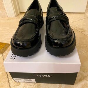 Nine West Glossy Black Loafers for Women